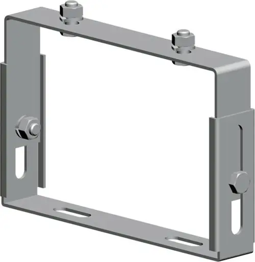 Wandhalterung aus Edelstahl für Fassadensysteme, mit verstellbaren Befestigungen und stabiler Konstruktion, geeignet für DN125. Hersteller ist Wolf.